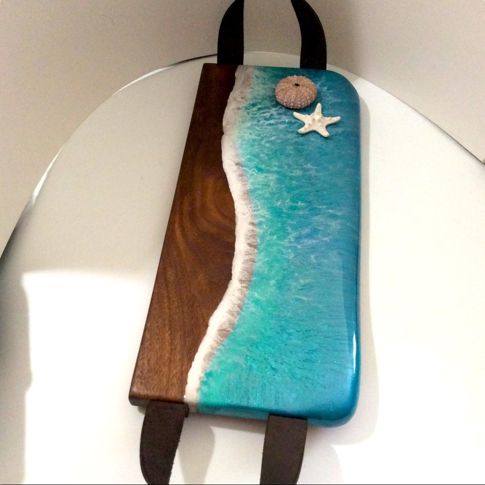 NEW beautiful black walnut charcuterie cutting board tray